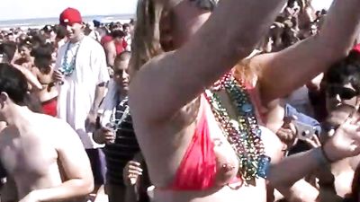 insane spring break beach party with hot naked real girls