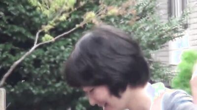 Teen asians pee outdoors and get spied on