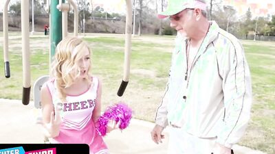Petite blonde teen is getting dicked by a perverted old man