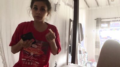 Round tits brunette minx was talked into having hard sex
