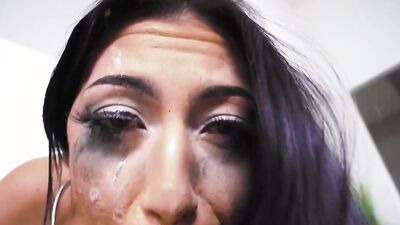 POV Latina broad was face fucked until her makeup got spoiled