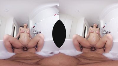 VR cowgirl riding performance by a dazzling and busty brunette minx