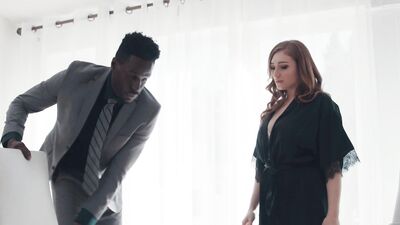 Giant black dingus is drilling the big ass of the redhead vixen