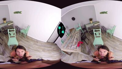 VR sexual entertainment by a cute teen girl with pigtails