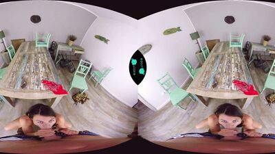 VR sexual entertainment by a cute teen girl with pigtails