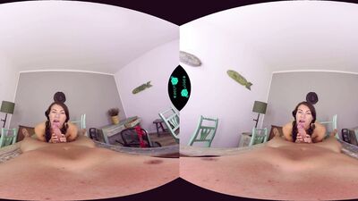 VR sexual entertainment by a cute teen girl with pigtails