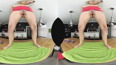 VR sex experience with a busty blonde hussy who loves cowgirl riding