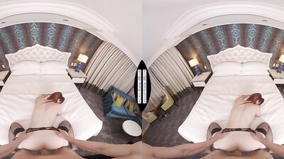 POV big tits redhead in black stockings provides a perfect VR sex experience