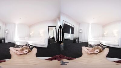VR cowgirl riding performance by a hot babe in black stockings