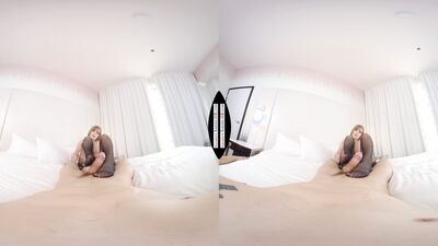 VR cowgirl riding performance by a hot babe in black stockings