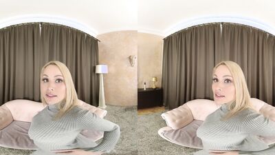 VR sexual experience with a busty blonde angel Sasha Blonde