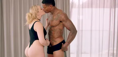 Blonde Interracial Love - Inked black hunk makes passionate interracial love to a hot blonde gal @  BabesTube.com