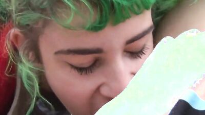 Slutty lesbian girls got engaged in forbidden sex out in the public