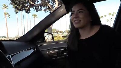 Gorgeous brunette seductress sucks dick in POV and looks at the camera provocatively