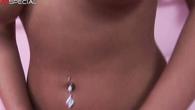 Tanned busty teen dildo fucks her wet snatch to a blasting orgasm