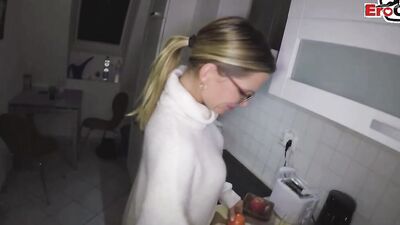 Charming blonde sucks a hard pecker and gets fucked in POV video