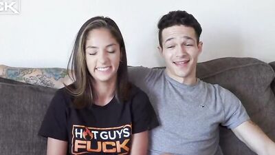 Adorable teen dominated by a muscular dude and fucked rough