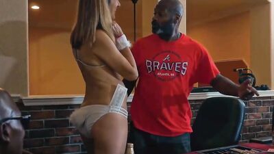 Blonde MILF interracially fucking with ebony BBCs all night long