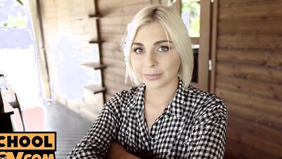 Bootylicious blonde Nicole Brix takes hard cock in POV-style video