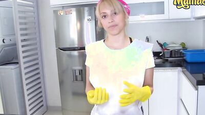 Housemaid Karla Rivera sucks a BBC and rides it nicely