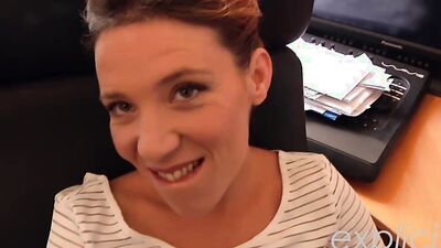 Short-haired MILF plays with a Hitachi and rides hard cock