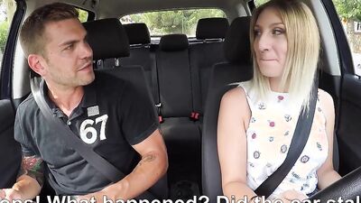Sweet blonde girl is having sex with her driving instructor