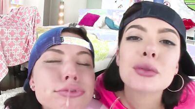 Aidra Fox and Marley Brinx are sucking cock after sharing rimjobs