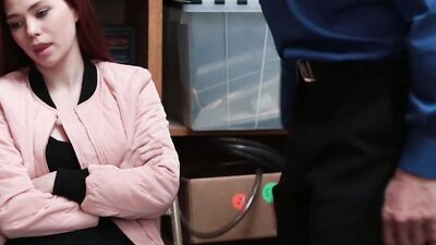 Security officer strip searches and fucks lovely redhead Cassidy Michaels