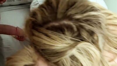 Two amazing blondes are licking pussies while getting a cock