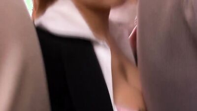Lovely Asian girl sucks a hard cock and gets cum on her tits