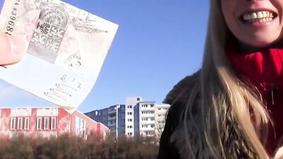 Splendid amateur blonde agrees to fuck on the camera for cash