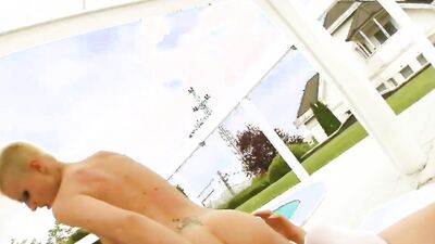 Short-haired blonde girl rides that hard cock so wildly