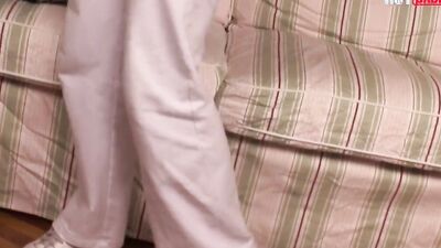 Dominica Dolce jumps on one guy's cock while blowing the other