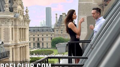 Charming brunette Clea Gaultier sucks a cock and enjoys riding it