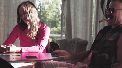 Lily Glee is throat-fucked and penetrated with legs wide open