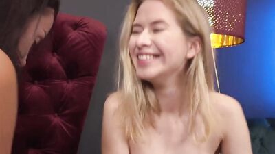Two naughty girls are sharing a dude in this threesome scene