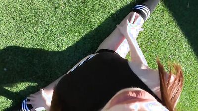 Flexible girl Aliya Brynn is jumping on a big hard pecker