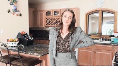 Brunette hottie sucks a hard cock and rides it in POV video