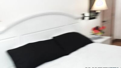 Brunette hottie sucks a hard cock and rides it in POV video