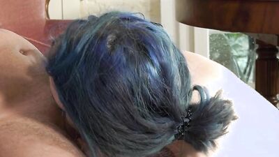 Naughty girl strokes cock with her feet and gets shagged