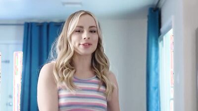 Seductive blonde teases a guy and gets fucked in shaved pussy