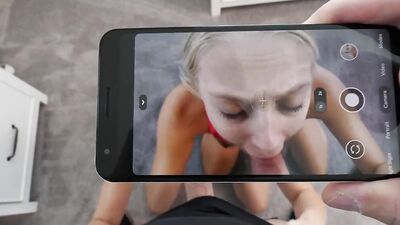 Juicy blonde sucks a dick and gets fucked in a POV video