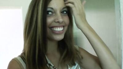 Pretty amateur girl sucks a massive cock and gets shagged hard