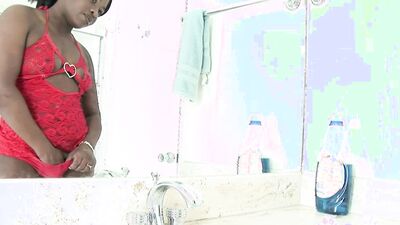 Oshun Breeze wanking with dildo and fucking a monster cock
