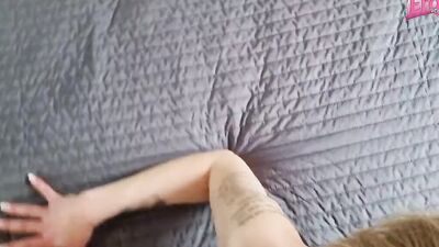 Tattooed blonde filmed POV-style while getting cock from behind