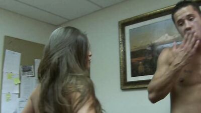 Secretary teases co-worker and gets fucked in the office