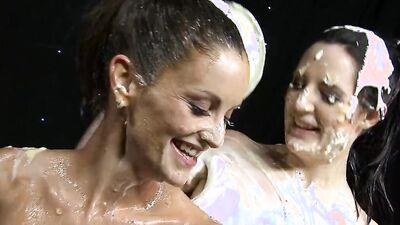 Dirty girls are being naughty in this messy lesbian video