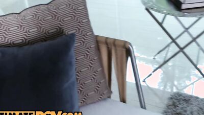 Petite brunette Janice Griffith spreads her legs for this lad