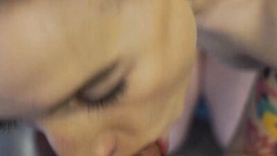 Horny blonde amateur is sucking this phallus like a pro