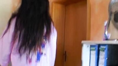 Older brunette lady is masturbating in front of the camera